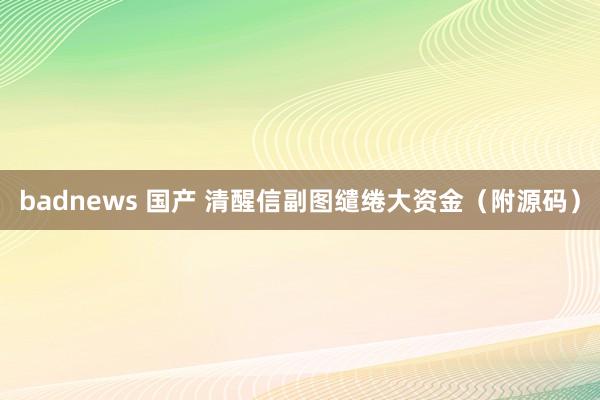 badnews 国产 清醒信副图缱绻大资金（附源码）